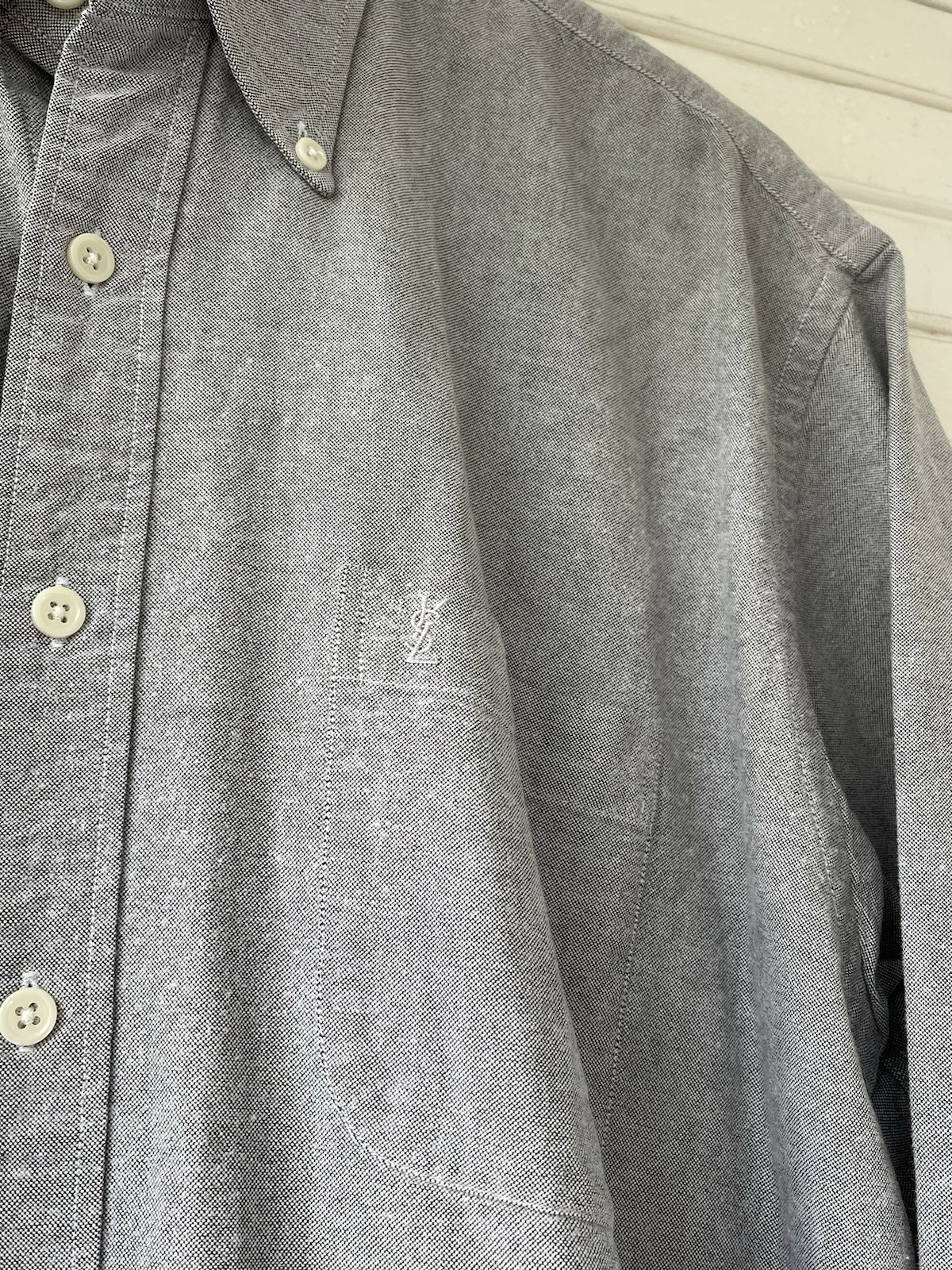 Camicia uomo Saint Laurent Pour Homme taglia 16 (40 41) grigio cotone con bottoni