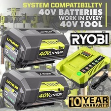 8.0Ah Battery 40 Volt for Ryobi 40V Lithium OP40602 Battery with LED / Charger