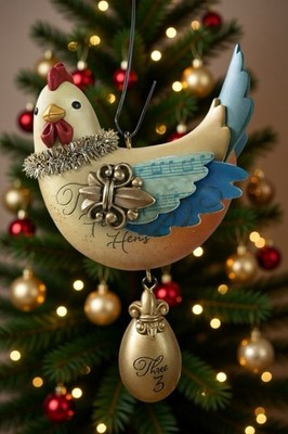 Hallmark Keepsake 2013  Three French Hens 12 Twelve Days Of Christmas Ornament