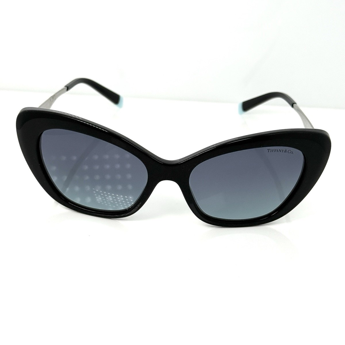 Tiffany & Co Sunglasses Silver Diamond Point Cats Eye Black Blue