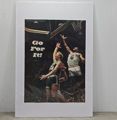 1982 Scholastic Insert Poster Larry Bird Celtics Dr. J Julius Erving 76ers  Rare
