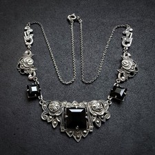 Art Deco Collier 800 Silber Markasit Kette alt antik c. 1920