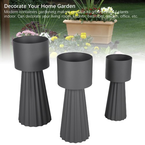 Iron Nursery Pots Garden Plant Flower Pots Set 3pcs Home Patio Garden Use Grey - Picture 3 of 6