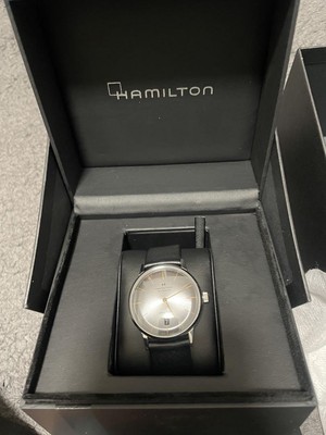 Hamilton Automatic Watch Intramatic Silver Dial Leather Strap Date Function