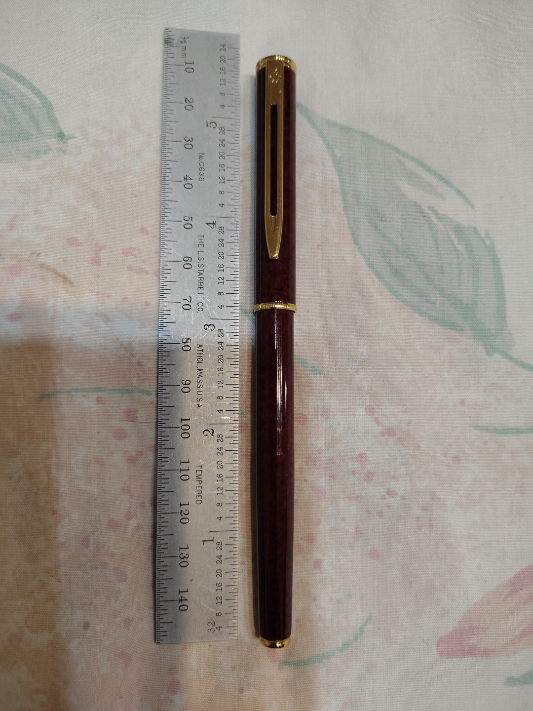 WATERMAN EXCLUSIVE BROWN MARBLE FOUNTAIN PEN WITH FINE 18K GOLD NIB FRANCE 