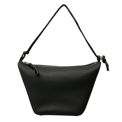 LOEWE Mini Hammock Hobo Shoulder Bag Black Smooth Calfskin Leather Zip Crossbody