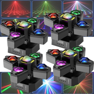 150W RGBW LED Laser Magic Ball Stage Light 4-Arm Beam Strobe DMX512 for DJ Party