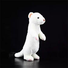 32cm Simulation Standing Posture White Weasel Plush Toy Snow Weasel Plush Toy#