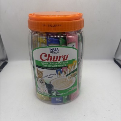 Inaba Churu Tuna Chicken Lickable Creamy Puree Cat Treats - Pack of 50 EXP 10/27