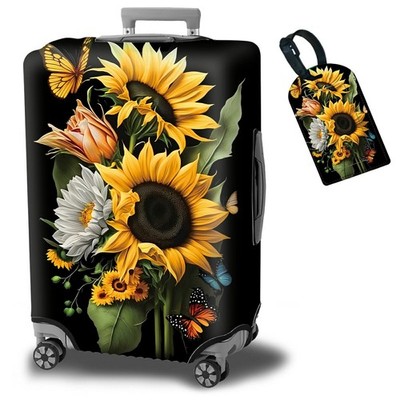 Suitcase Protector Plus 1 Luggage Tag, Sunflower Orchids Travel Cover for 26-...