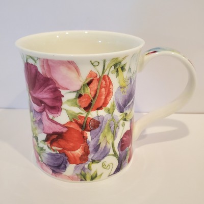 Dunoon Sweet Peas Mug/Cup by Michele Aubourg, Fine Bone China, England
