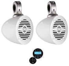 2 Rockville MS40W 4" 200w Wakeboard Tower Speakers Bluetooth Boat Receiver