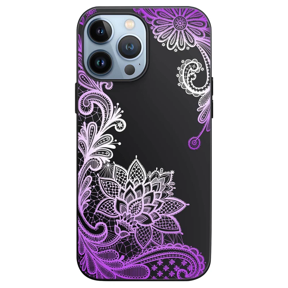 Phone Case For Apple iPhone 14 Pro Max 13 12 15 Flower Lace Protective TPU Cover