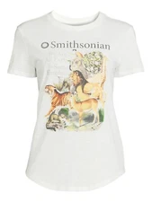 Smithsonian Juniors' Animal Kingdom T-Shirt White Medium
