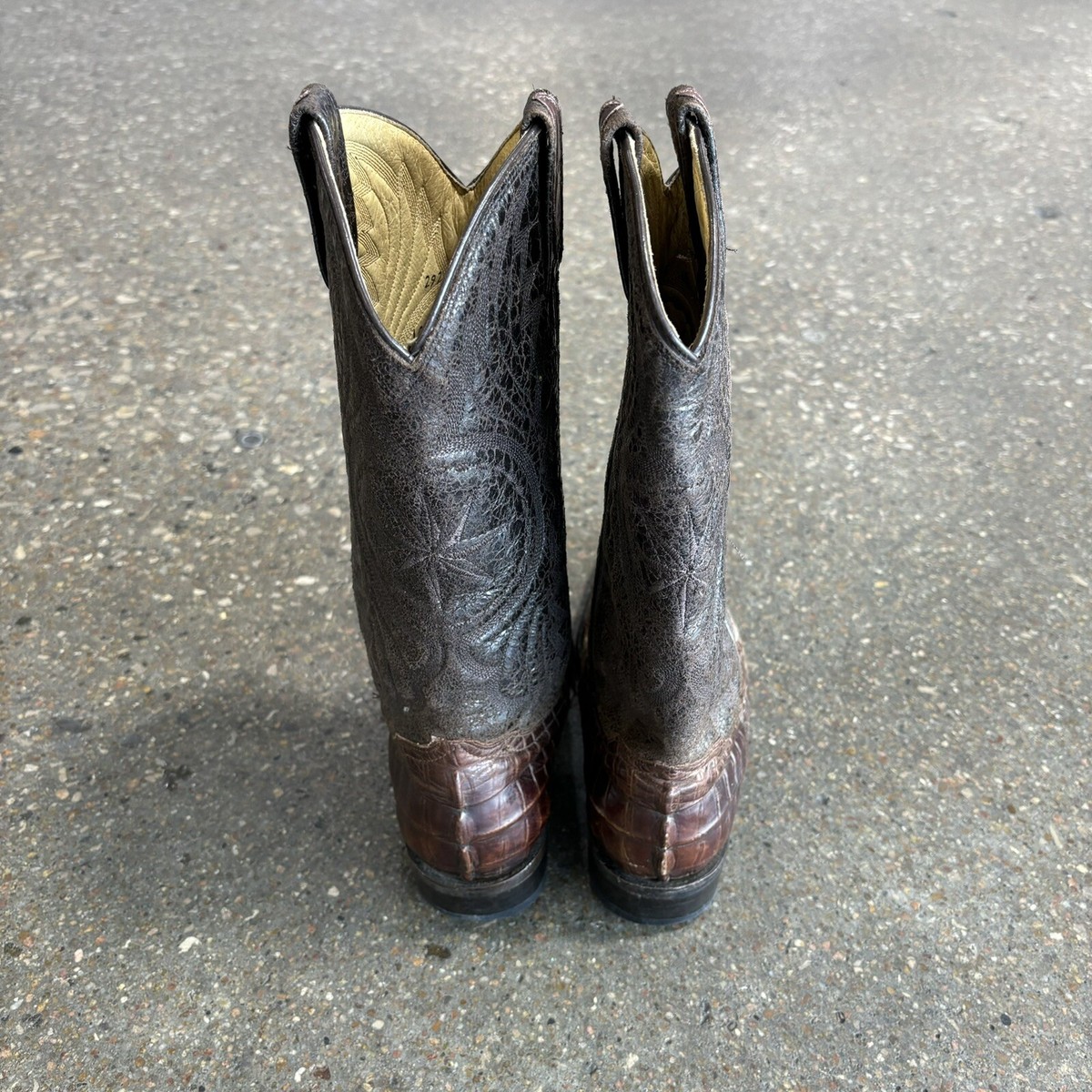 Botas Jaca Men Alligator Brown Western Cowboy Boots Size 25EE Made