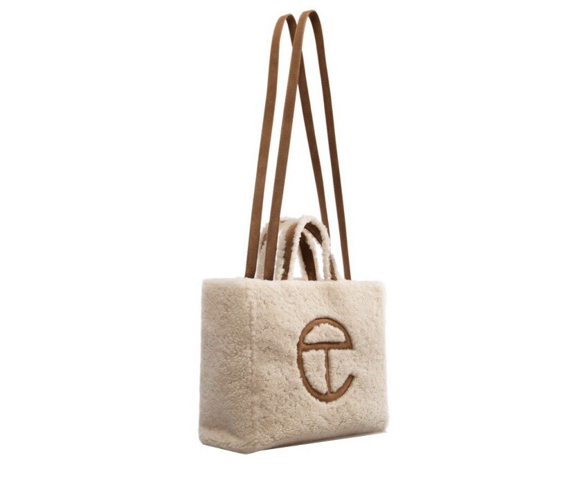 UGG X TELFAR Reverse Shopper MEDIUM Bag Sheepskin Suede Natural “IN HAND” image 3