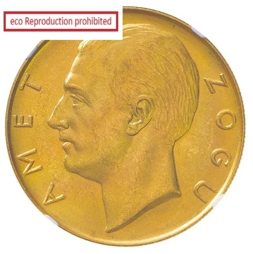 Albania 1927 (R) 100 Franga Ari Gold Coin No Stars NGC UNC DETAILS
