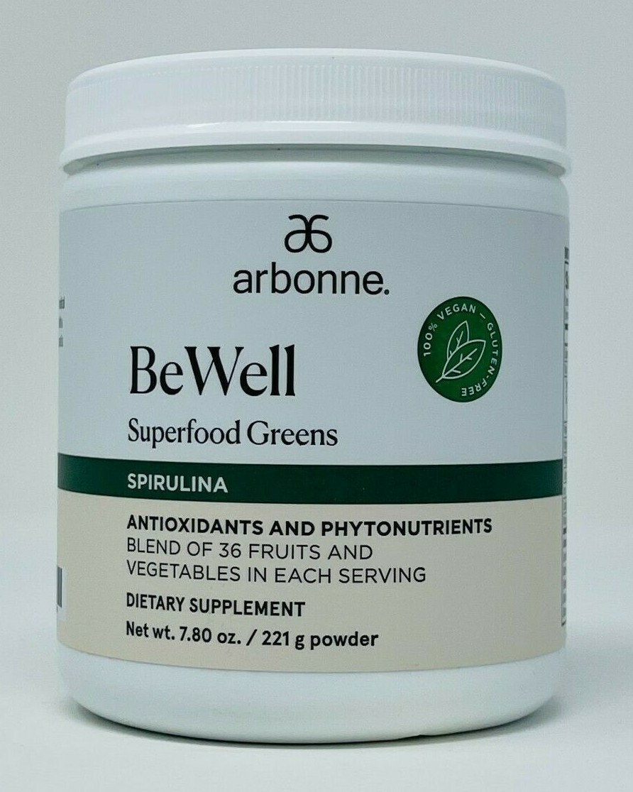 Arbonne BeWell Superfood Greens SPIRULINA Blend of 36 Fruits