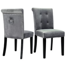 1/2/4x Velvet Dining Chairs With Ring Knocker High Back Dining Table Chairs