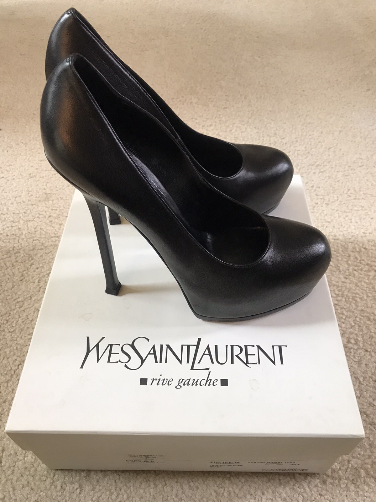 SCARPE DÉCOLLETÉ NUOVE CON SCATOLA YSL SAINT LAURENT $825 TRIBTOO TRIBUTO NAPPA PELLE EU 39 5