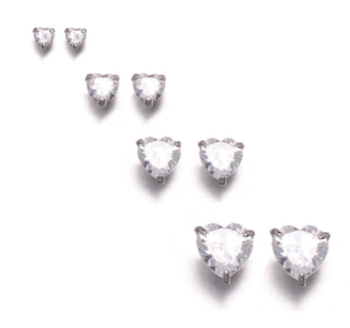 PENDIENTES DE PERNO CORAZÓN TRANSPARENTE CZ CRISTAL TITANIO POSTE 4mm-10mm - Imagen 3 de 7