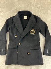Sandro Navie Chest Patch Wool-Blend Double-Breasted Blazer in Black 34 FR