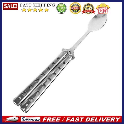 Metal Folding Balisong Trainer Spoon Fork Butterfly Knife Practice