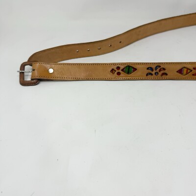 Multicolor Leather Belt Boho Southwest Leather Cut-Outs  display picture 3