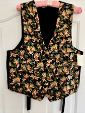 Vintage Christmas Bright Colorful Vest W Angels Retro 3 Buttons/made In Usa.