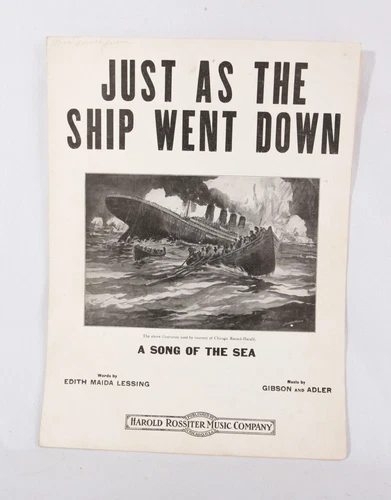 Just As the Ship Went Down by Gibson, Adler, 1912 sheet music about Titanic