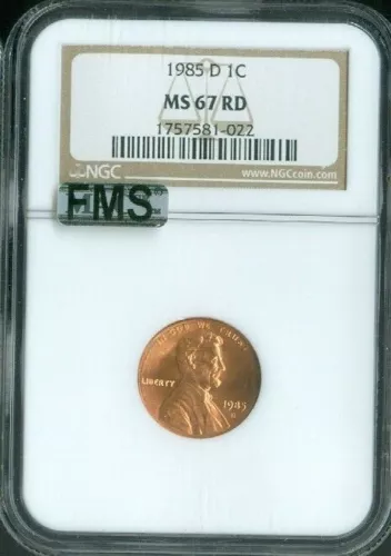 1985 D Lincoln Cent NGC MS67 RD MAC Quality