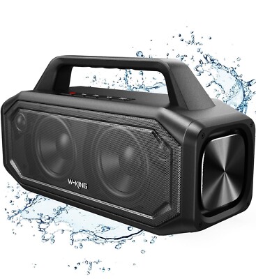 W-KING 80W Bluetooth Lautsprecher - Leistungsstarker Bass, Wasserdicht, Tragbar, NFC/USB/AUX/