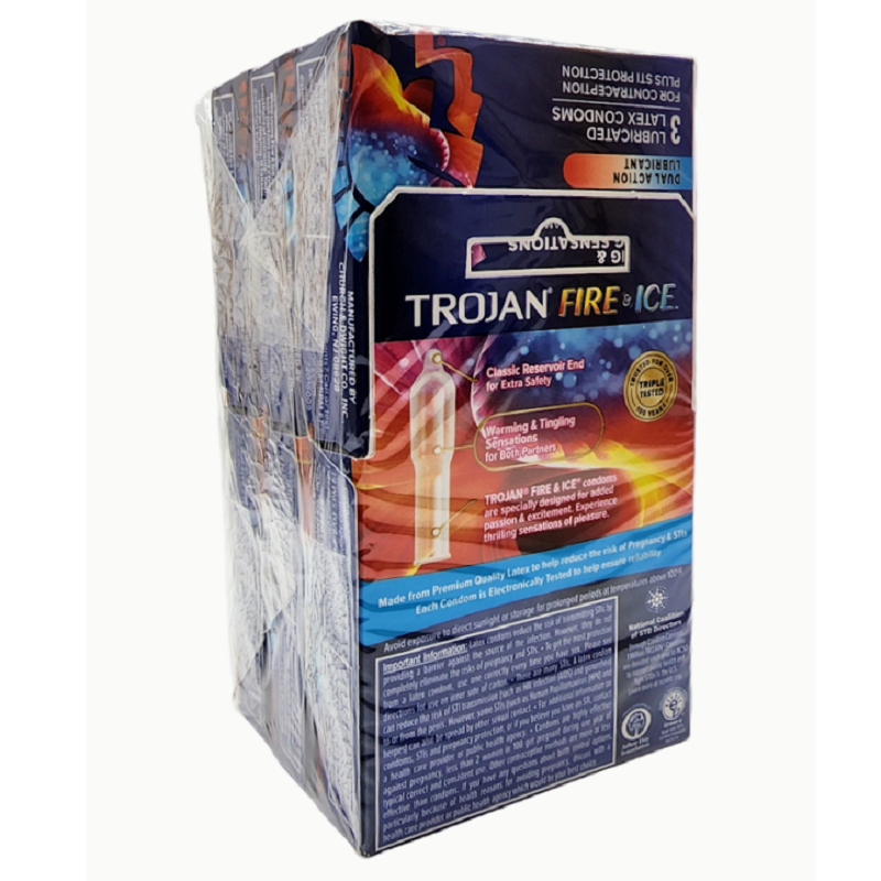 TROJAN FIRE & ICE Lubricated Premium Latex Condom Dual Action 6 x 3ct (18  Total) | eBay