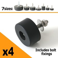 Set of 4 Rubber Feet Bolt Fixings for Chairs Tables Appliance Furniture Machines