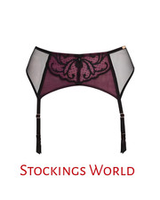 Gossard VIP Indulgence Suspender Belt Womens Sexy Suspenders Black/Plum NEW Med