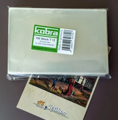 100 pochettes de protection pour cartes postales COBRA T12 cartes postales photos dimensions 97 x 149 x 0,075 mm - Photo 1/2
