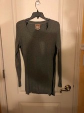 Forever 21 Gray Lightweight Sweater w/ Black Mesh - Medium