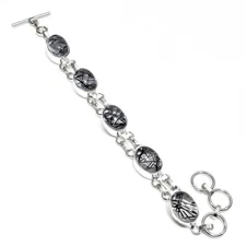 Rutilated Quartz Gemstone Handmade 925 Sterling Silver Jewelry Bracelet Sz 7-8"