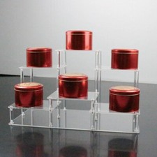 Clear Tiered Acrylic Display Stand Home Office Shop Collectable Plastic Shelf