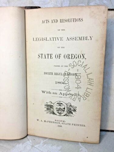 4 libros de derecho social de Oregon 1866, 1870, 1876, 1882 - Imagen 3 de 12