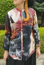 Vintage Citron Santa Monica brand women's silk tunic, size S