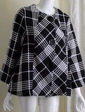 Yushi Sz M USA Made Art-to-Wear Black White Tweed Woven Jacket Lux