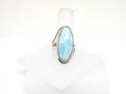 Authentic Vintage Larimar Specimen Ring  .925 Sterling Silver Mounting  Size 7.5