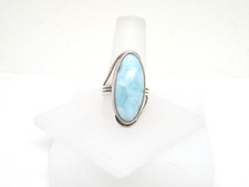 Authentic Vintage Larimar Specimen Ring .925 Sterling Silver Mounting Size 7.5