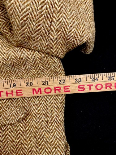 60s Harris tweed Shawl Collar Belted Coat Jacket Brown Herringbone Vintage - Picture 13 of 15