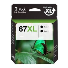 2PK Black 67xl Ink Cartridges for HP Ink 67 XL Deskjet 2700 2752e Envy 6055 6000