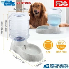 Dog Pet Water Self Dispensing Cat Food Feeder And Waterer Dispenser Gravity 3.5L
