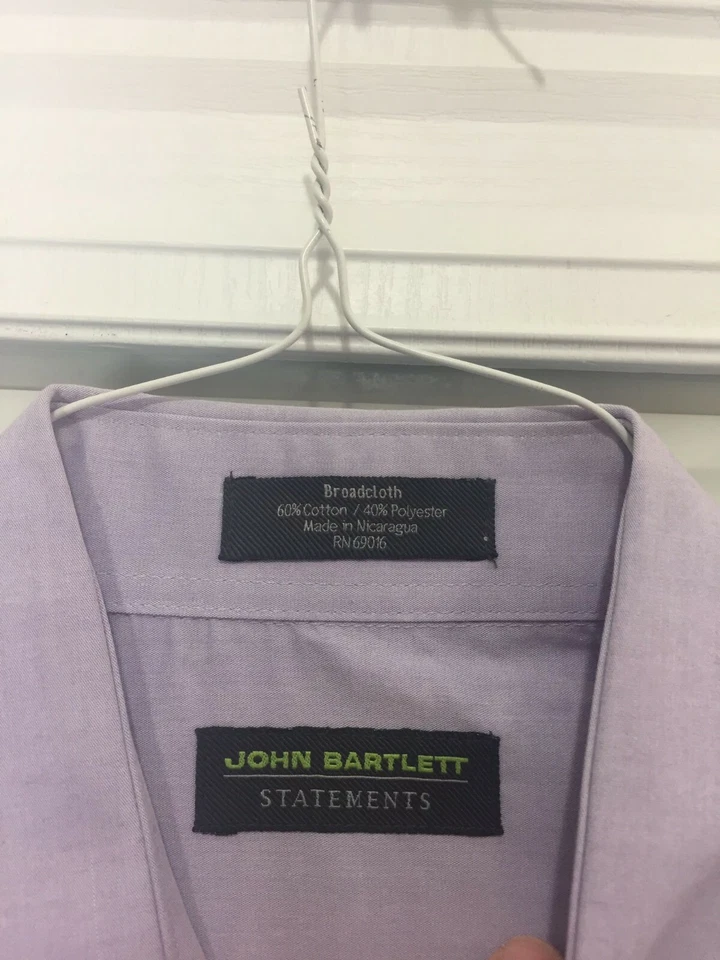 Мужская фиолетовая рубашка с воротником на пуговицах с длинным рукавом размер 16-16,5 34/35  - Изображение 4 из 4