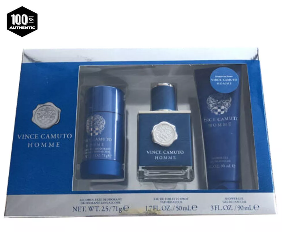 Vince Camuto Homme Cologne 3pc Gift Set for Men-1.7oz EDT Sp+More