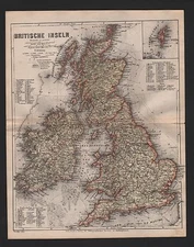 Map map 1865: British Isles. United Kingdom of Great Britain 